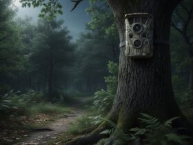 Zestaw fotopułapek w kamuflażu moro z akcesoriami: bateriami, kartami pamięci i panelem solarnym – nowoczesne modele do ochrony domu i działki