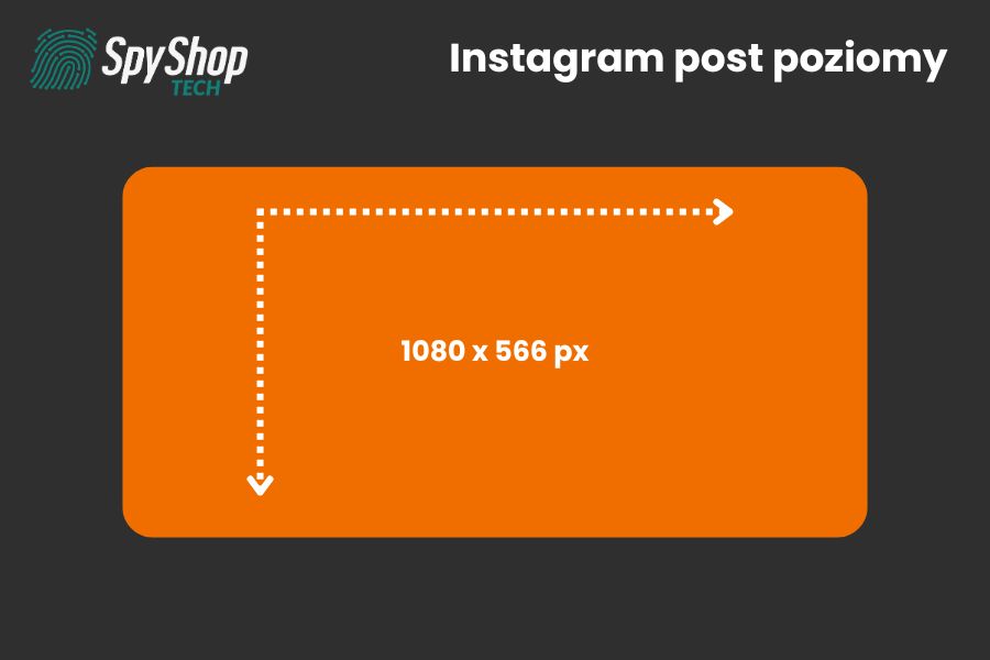 Grafika przedstawia aktualne wymiary zdjęcia w poziomie na platformie Instagram.