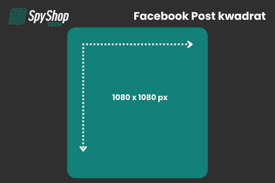Grafika przedstawia wymiary posta kwadratowego na Facebook'a.